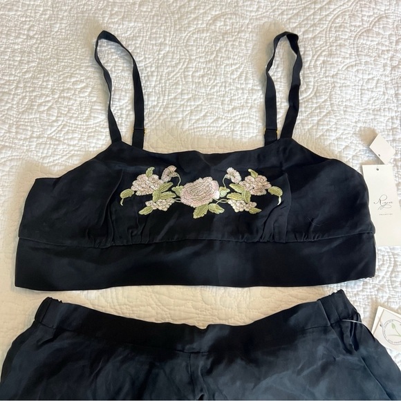 RYA MAGNOLIA BRALETTE SET Black Floral Embroidered Size Small S NWT - Picture 5 of 9